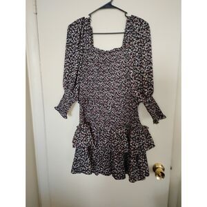 {She + Sky} Black Floral mini dress size M